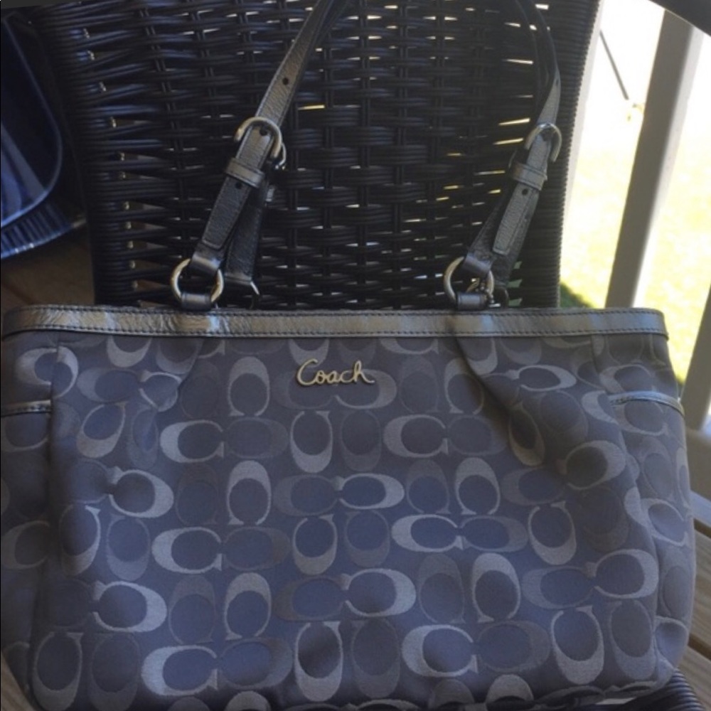 Grey/Silver/Metallic Coach Bag